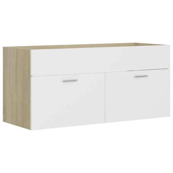 vidaXL Ντουλάπι Νιπτήρα Λευκό/Sonoma Δρυς 100x38,5x46 εκ. Επεξ. Ξύλο