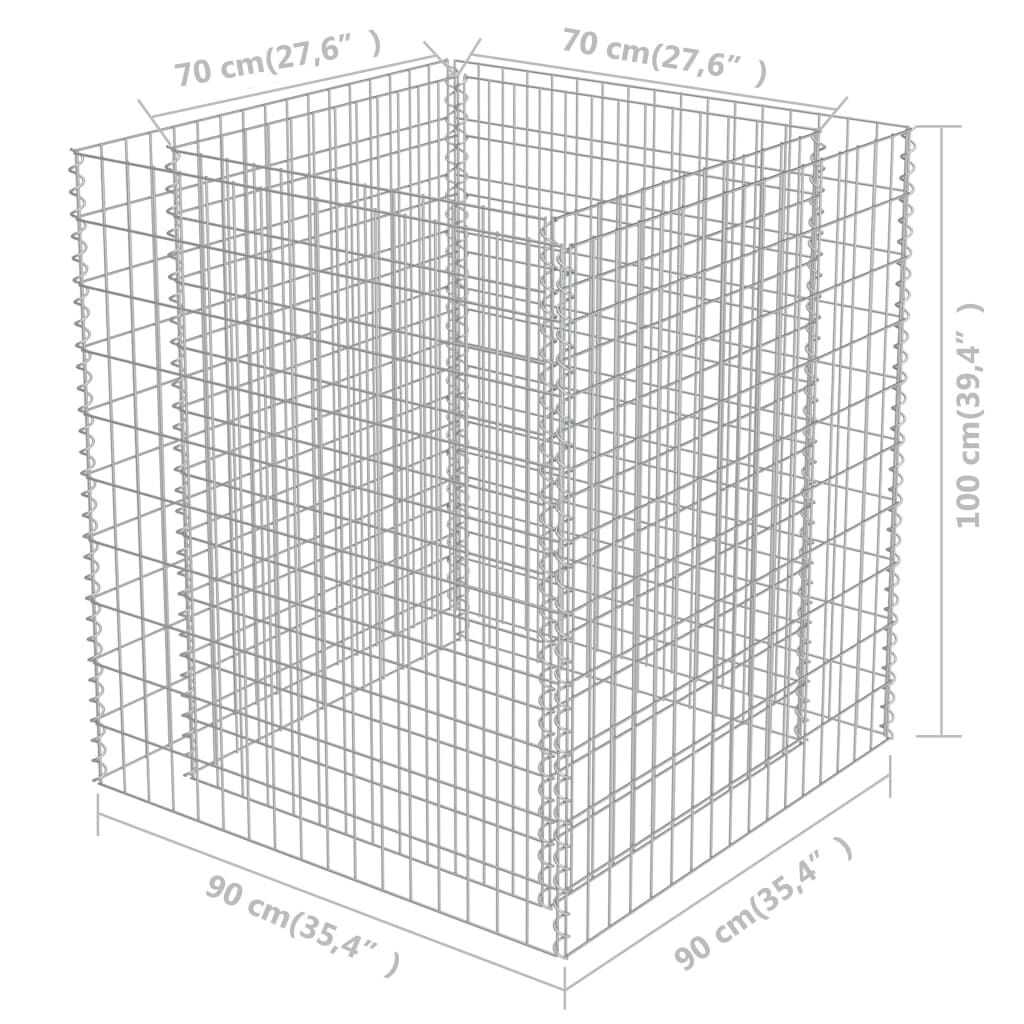 vidaXL Συρματοκιβώτιο-Γλάστρα Υπερυψωμένη 90x90x100 εκ. Γαλβ. Χάλυβας