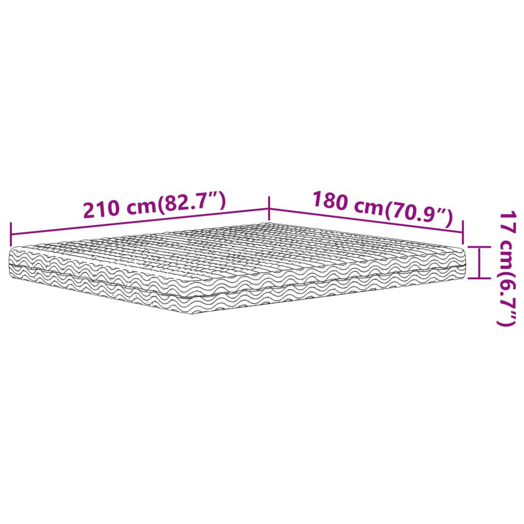 vidaXL Στρώμα Αφρού Σκληρότητα H2 H3 Λευκό 180x210 εκ.