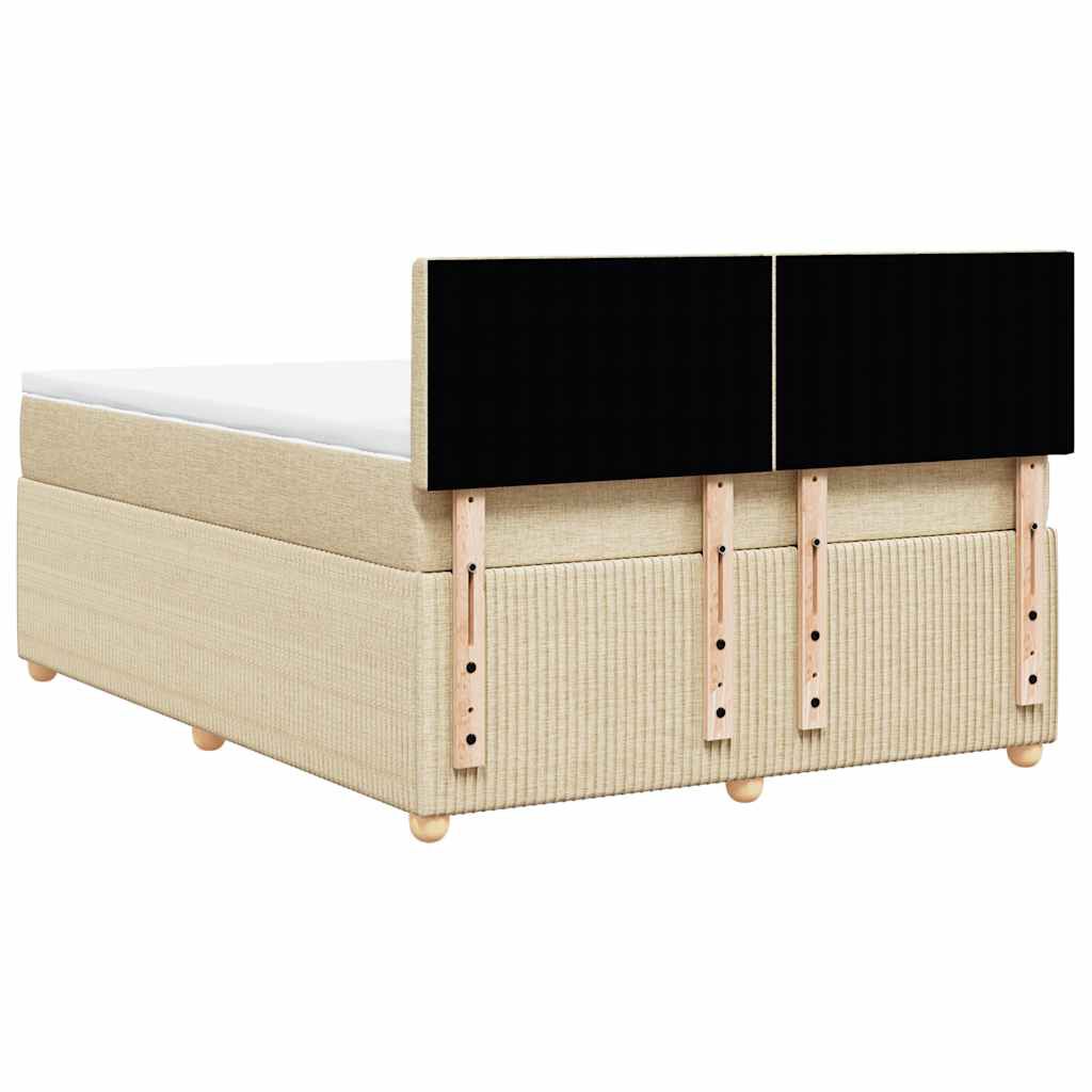 vidaXL Κρεβάτι Boxspring με Στρώμα Κρεμ 140x190 εκ. Υφασμάτινο