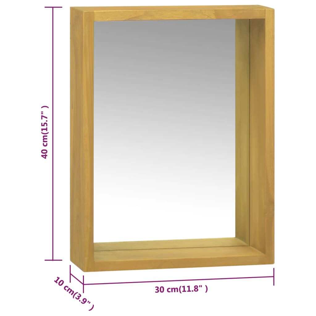 vidaXL Ντουλάπι Καθρέφτη 30 x 10 x 40 εκ. από Μασίφ Ξύλο Teak