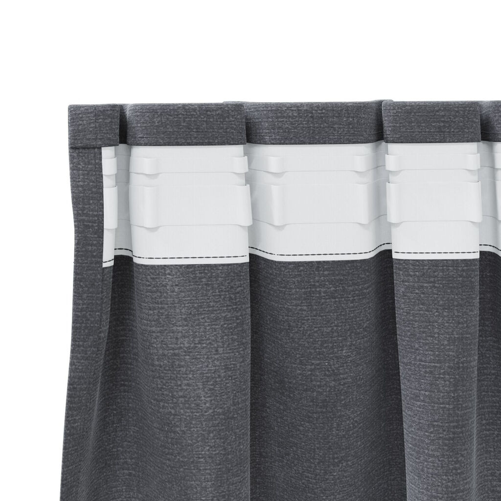 Curtains Blackout vidaXL με κορδόνι 2 τεμ Σούπερ Ανοιχτό Γκρι Βελούδο