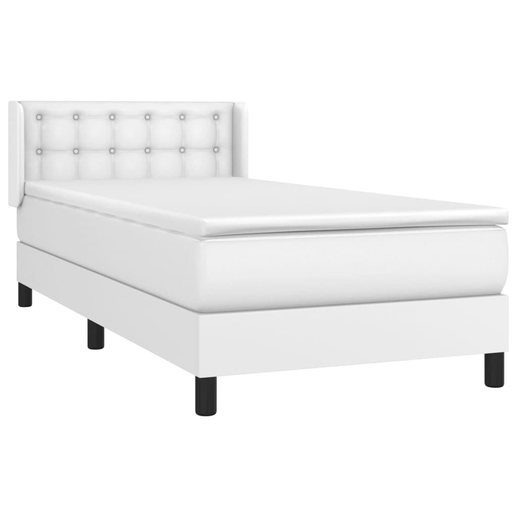 vidaXL Κρεβάτι Boxspring με Στρώμα Λευκό 100x200εκ.από Συνθετικό Δέρμα