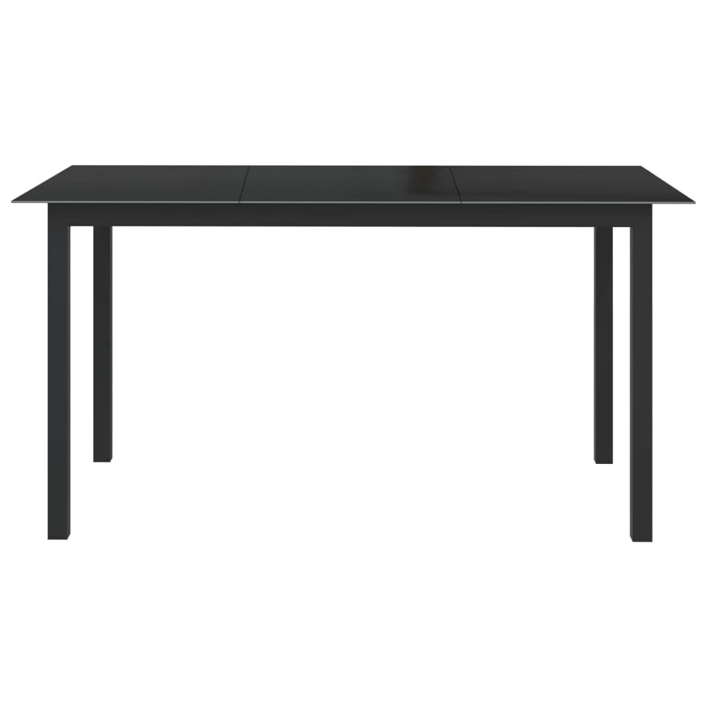 vidaXL Τραπέζι Κήπου Μαύρο 150 x 90 x 74 εκ. από Αλουμίνιο / Γυαλί