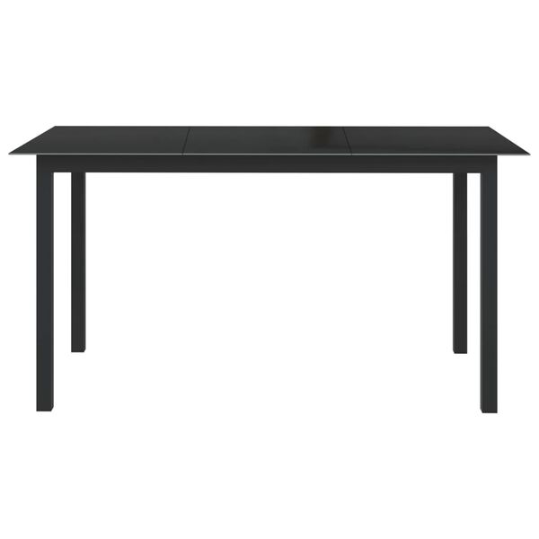vidaXL Τραπέζι Κήπου Μαύρο 150 x 90 x 74 εκ. από Αλουμίνιο / Γυαλί