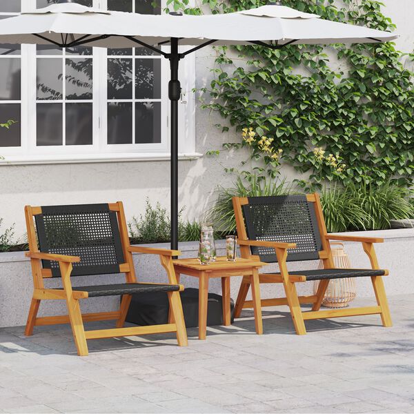 vidaXL Κήπου Καρέκλες με Τραπέζι 3 pcs Μαύρο 45 x 45 x 40 cm