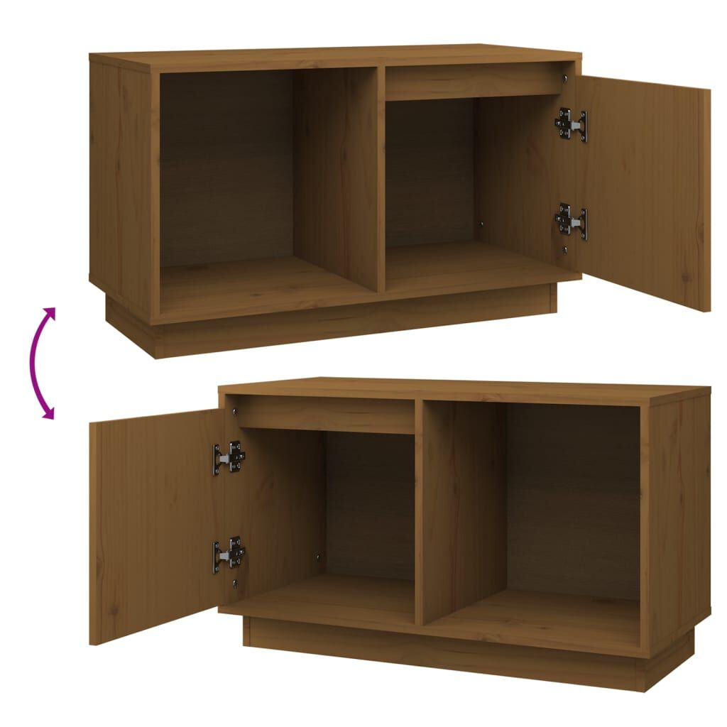 vidaXL Έπιπλο Τηλεόρασης Μελί 74 x 35 x 44 εκ. από Μασίφ Ξύλο Πεύκου