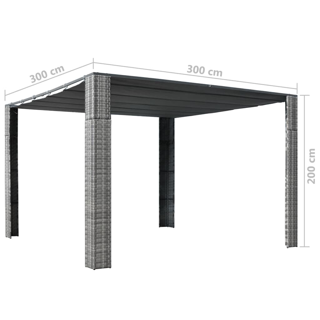 vidaXL Κιόσκι με Οροφή Γκρι/Ανθρακί 300x300x200 εκ. Συνθετικό Ρατάν