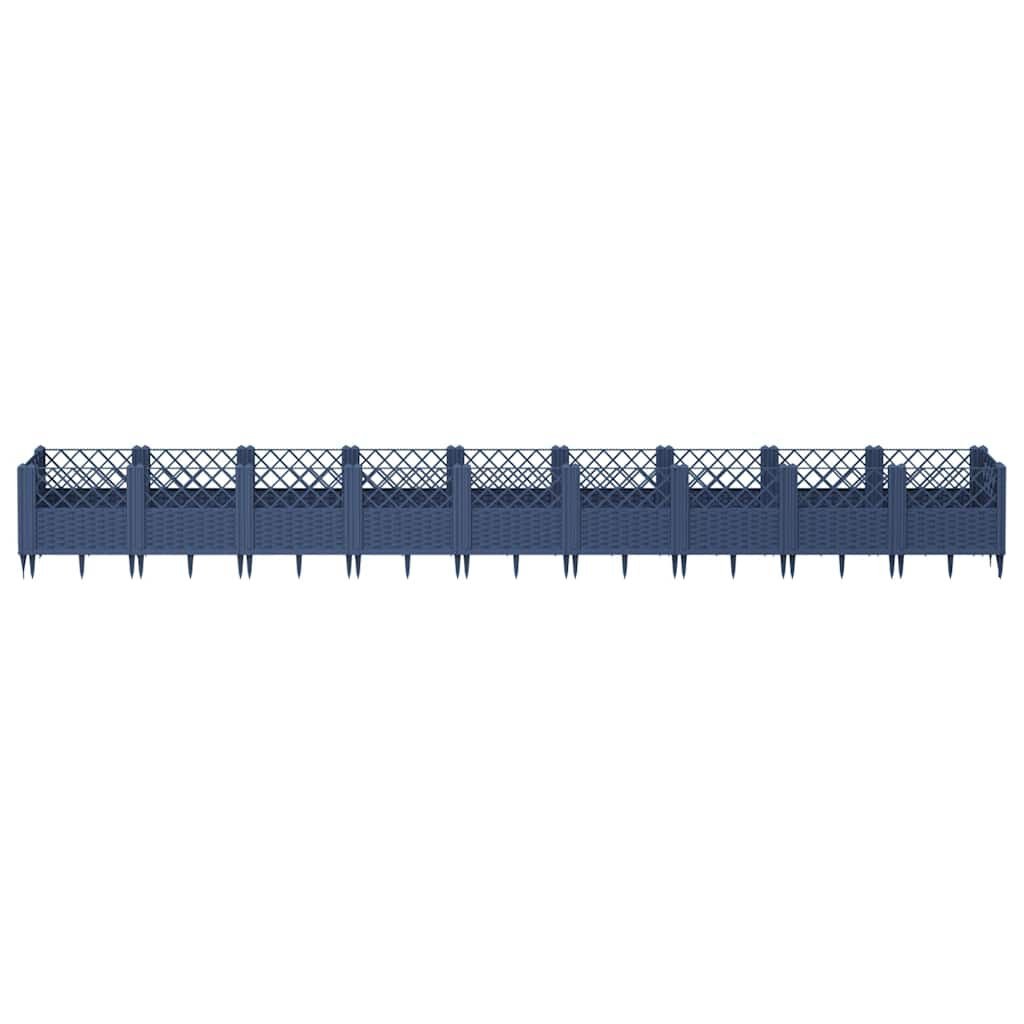 vidaXL Ζαρντινιέρα με Πασσάλους Μπλε Γκρι 363,5x43,5x43,5εκ. Πολυπροπυλένιο