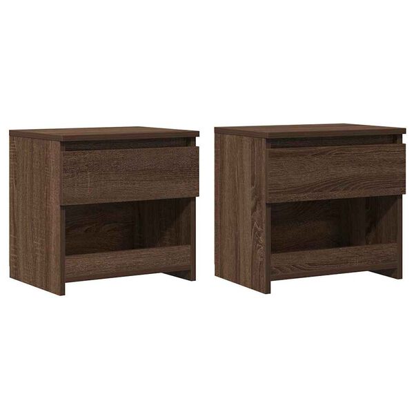 vidaXL Κομοδίνα 2 τεμ. Καφέ Δρυς 40x30x39 εκ. από Επεξεργασμένο Ξύλο