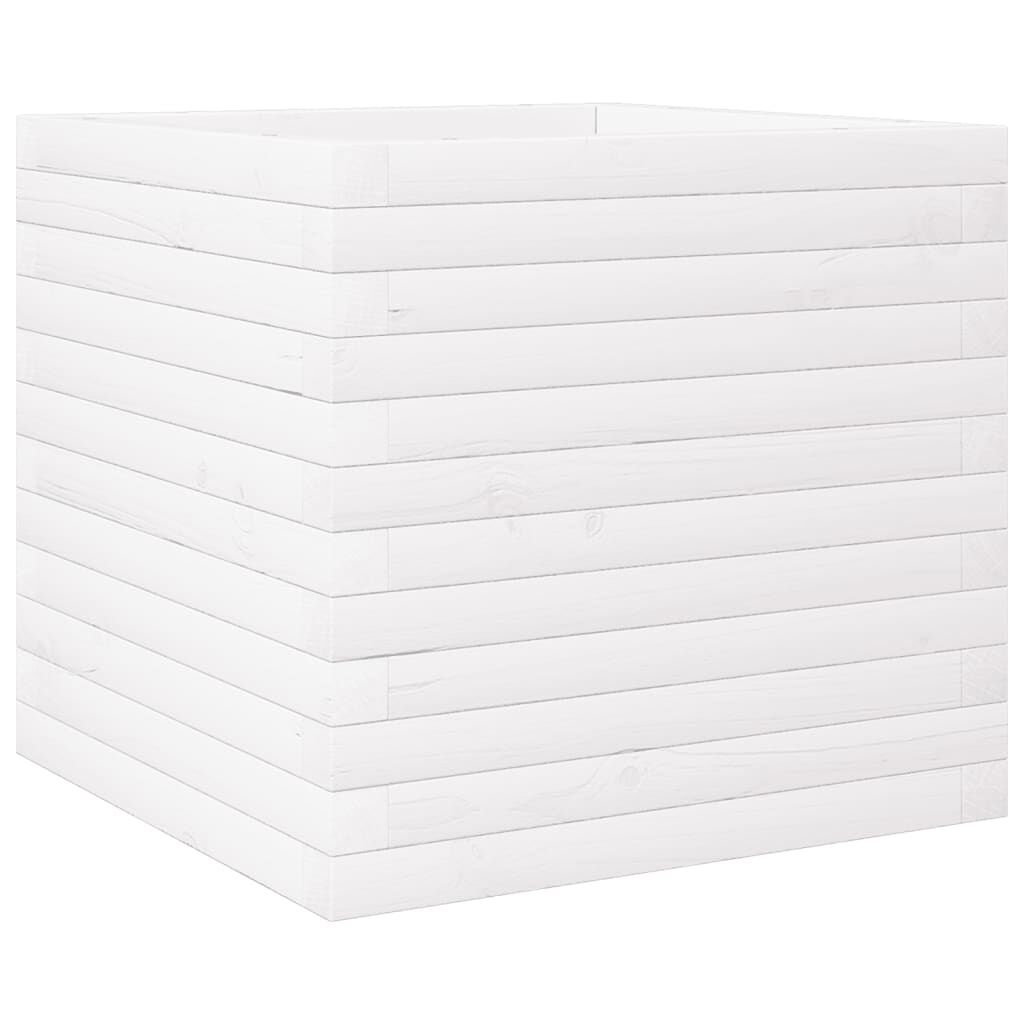 vidaXL Ζαρντινιέρα Κήπου Λευκή 50x50x46 εκ. από Μασίφ Ξύλο Πεύκου