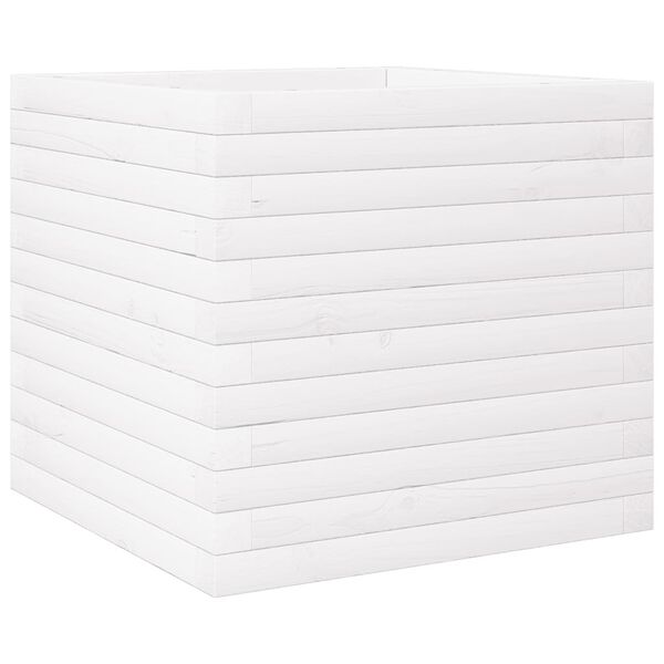 vidaXL Ζαρντινιέρα Κήπου Λευκή 50x50x46 εκ. από Μασίφ Ξύλο Πεύκου
