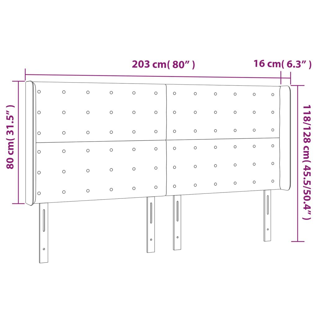 vidaXL Κεφαλάρι με Πτερύγια Σκούρο Γκρι 203x16x118/128 εκ. Βελούδινο