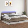 vidaXL &Kappa;&rho;&epsilon;&beta;ά&tau;&iota; Boxspring &mu;&epsilon; &Sigma;&tau;&rho;ώ&mu;&alpha; & LED Taupe 200x200 &epsilon;&kappa;. &Upsilon;&phi;&alpha;&sigma;&mu;ά&tau;&iota;&nu;&omicron;