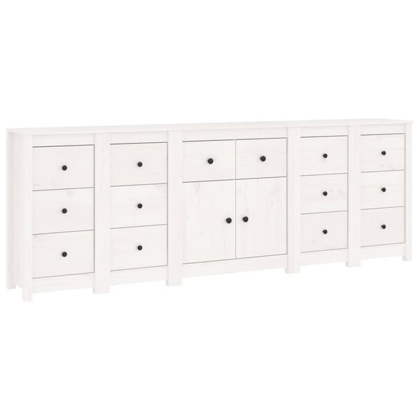 vidaXL Ντουλάπι Λευκό 230 x 35 x 80 εκ. από Μασίφ Ξύλο Πεύκου