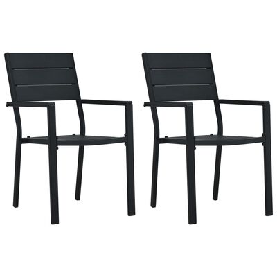 vidaXL Καρέκλες Κήπου 2 τεμ. Μαύρες με Όψη Ξύλου από HDPE