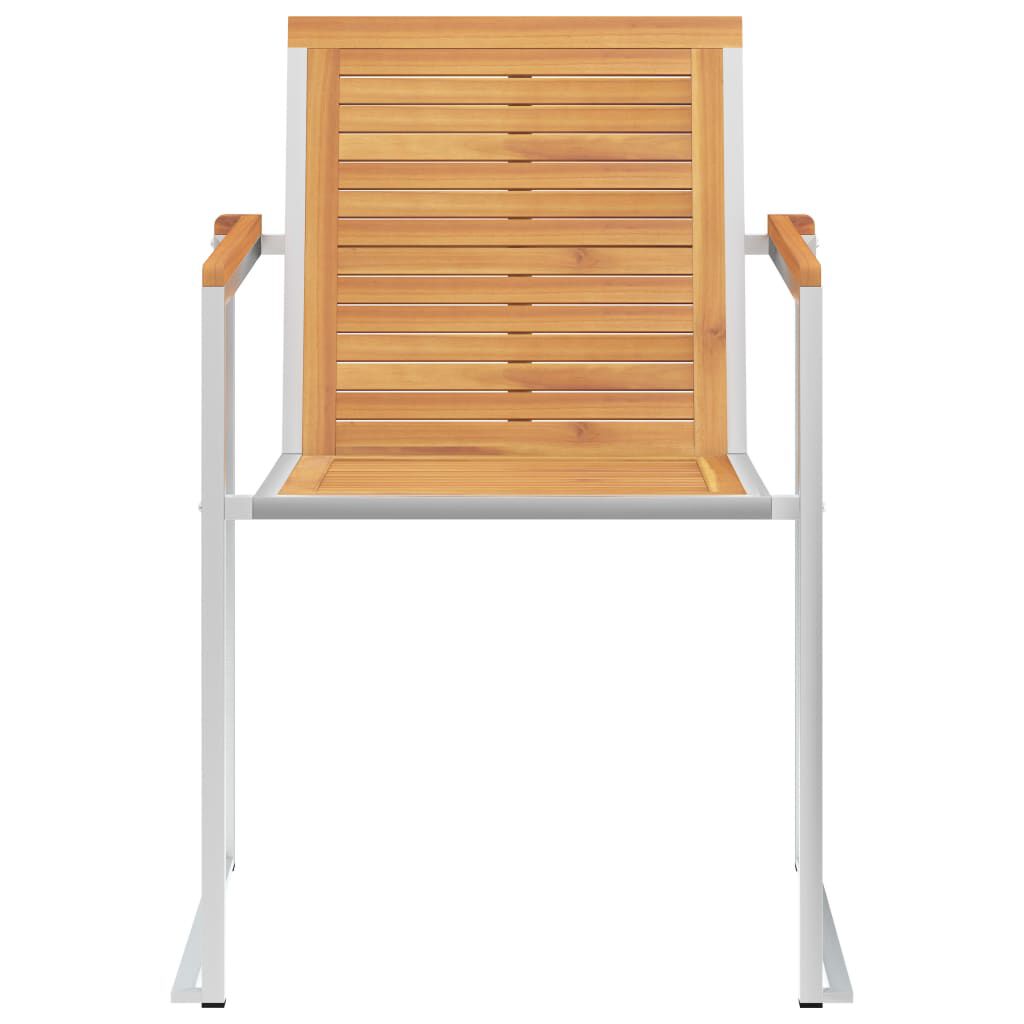 vidaXL Καρέκλες Κήπου 2 τεμ. από Μασίφ Ξύλο Teak/Ατσάλι με Μαξιλάρια