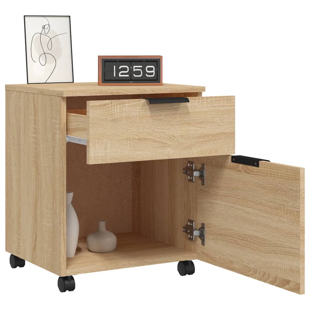 vidaXL Αρχειοθήκη Φορητή Sonoma Δρυς 45x38x54 εκ. Επεξ. Ξύλο με Ρόδες