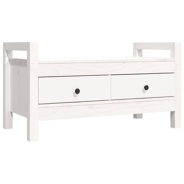 vidaXL Παγκάκι Χολ Λευκό 80x40x43 εκ. από Μασίφ Ξύλο Πεύκου