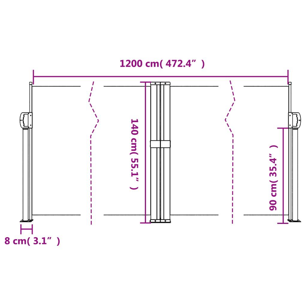 vidaXL Σκίαστρο Πλαϊνό Συρόμενο Ανθρακί 140 x 1200 εκ.