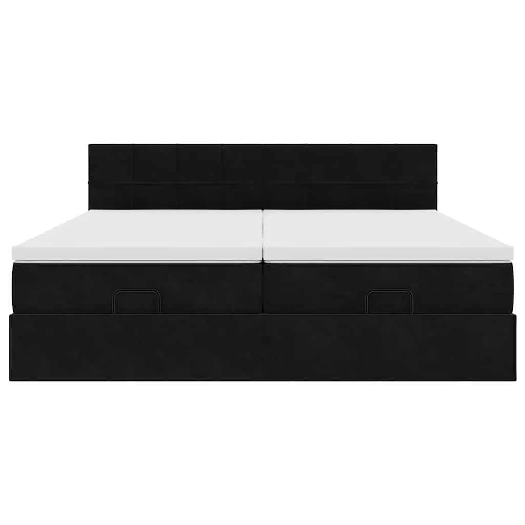 vidaXL Οθωμανικό κρεβάτι με στρώματα Μαύρο 160x200cm Velvet