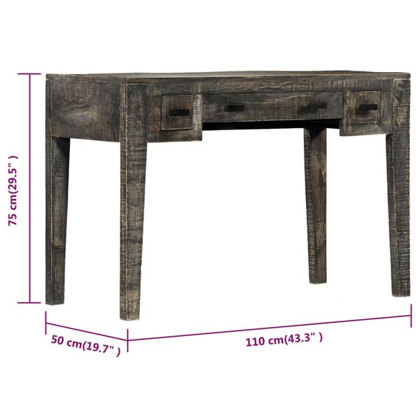 vidaXL Γραφείο Μαύρο 110 x 50 x 75 εκ. από Μασίφ Ξύλο Μάνγκο