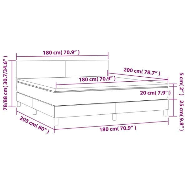 vidaXL Κρεβάτι Boxspring με Στρώμα Ροζ 180x200 εκ. Βελούδινο