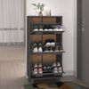 vidaXL Παπουτσοθήκη HAMAR Σκ. Γκρι 59,5x35x117 εκ. Μασίφ Ξύλο Πεύκου