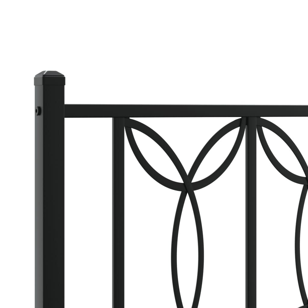 vidaXL Πλαίσιο Κρεβατιού με Κεφαλάρι Μαύρο 150 x 200 εκ. Μεταλλικό