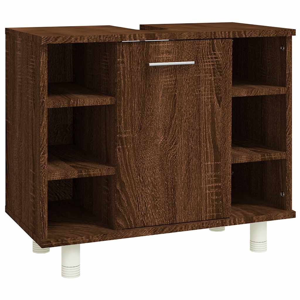 vidaXL Ντουλάπι Μπάνιου Καφέ Δρυς 60x32x53,5 εκ. Επεξεργασμένο Ξύλο