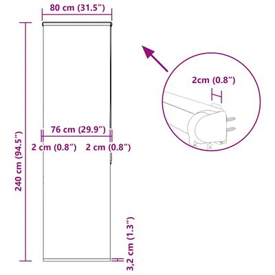 vidaXL Κουρτίνα Μπάνιου Ρολό κασέτα 80x240 εκ. Πλάτος υφάσματος 76 εκ.