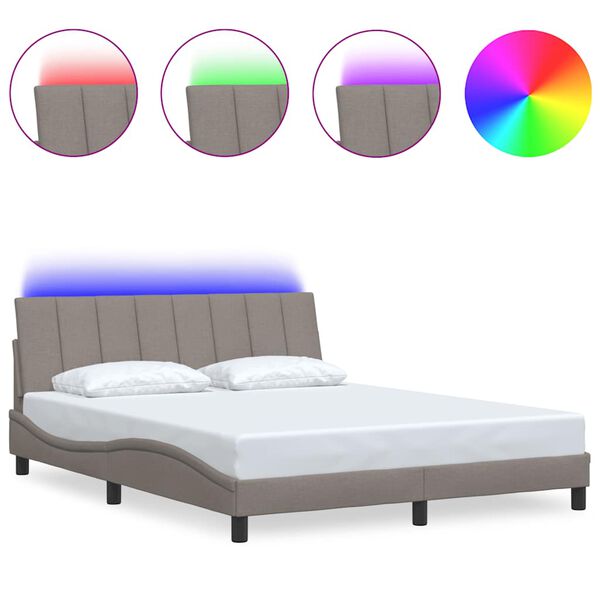 vidaXL Σκελετός Κρεβατιού Χωρίς Στρώμα Taupe 160x200 εκ. Υφασμάτινο