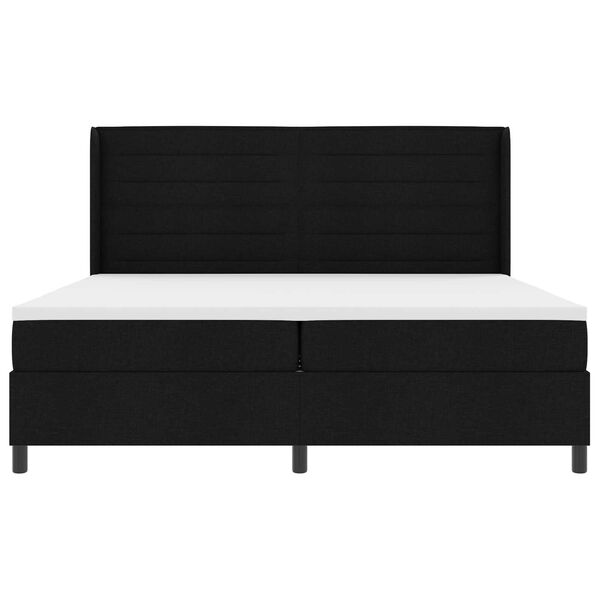 vidaXL Κρεβάτι Box Spring με Στρώμα & LED Μαύρο 200x200 εκ Ύφασμα