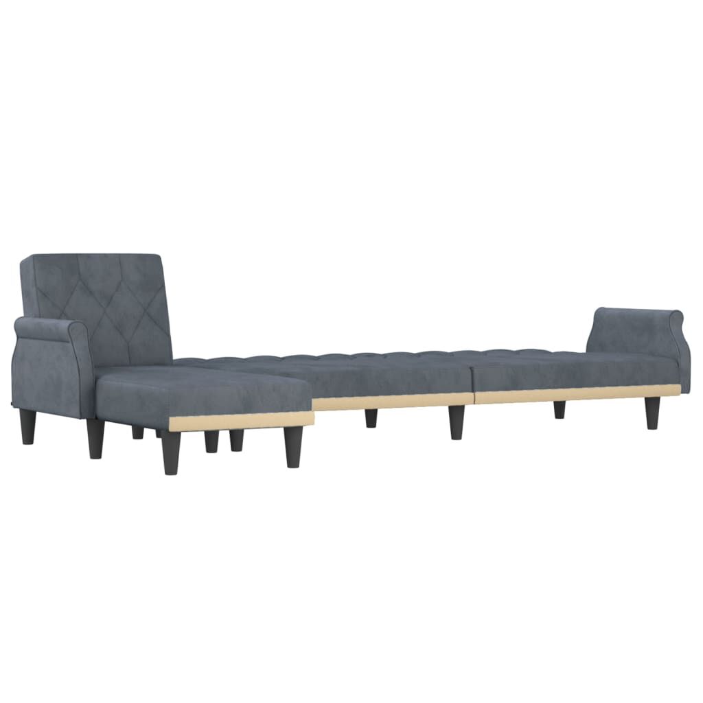 vidaXL Καναπές Κρεβάτι Γωνιακός Σκ. Γκρι 271 x 140 x 70 εκ. Βελούδινος