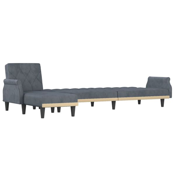 vidaXL Καναπές Κρεβάτι Γωνιακός Σκ. Γκρι 271 x 140 x 70 εκ. Βελούδινος