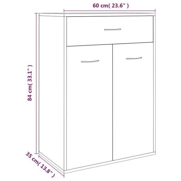 vidaXL Παπουτσοθήκη Γκρι Sonoma 60x35x84 εκ. από Επεξεργασμένο Ξύλο