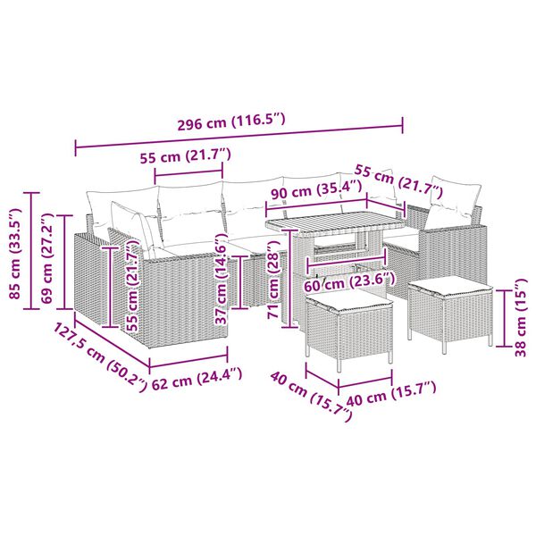 vidaXL &Sigma;&epsilon;&tau; &Kappa;&alpha;&nu;&alpha;&pi;έ &Kappa;ή&pi;&omicron;&upsilon; &mu;&epsilon; &mu;&alpha;&xi;&iota;&lambda;ά&rho;&iota; 13 pcs &Mu;&alpha;ύ&rho;&omicron; &sigma;&upsilon;&nu;&theta;&epsilon;&tau;&iota;&kappa;ό &rho;&alpha;&tau;ά&nu;