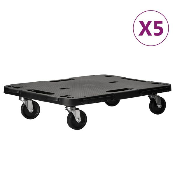 vidaXL Τρόλεϊ Μεταφοράς 5 Τεμ. Μαύρα 58 x 38 x 12 εκ. Πολυπροπυλένιο