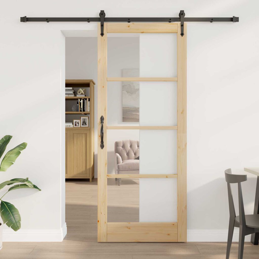 vidaXL Συρόμενη Πόρτα ORKDAL Καφέ 86 x 211 cm Ξύλο και μέταλλο