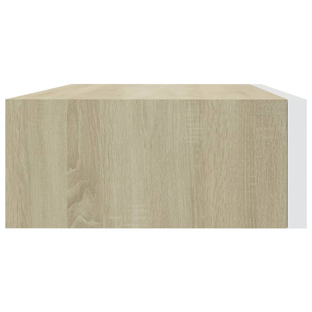 vidaXL Ράφι Επιτοίχιο με Συρτάρι Δρυς/Λευκό 40 x 23,5 x 10 εκ. από MDF
