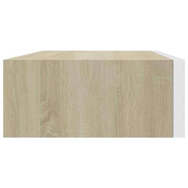 vidaXL Ράφι Επιτοίχιο με Συρτάρι Δρυς/Λευκό 40 x 23,5 x 10 εκ. από MDF