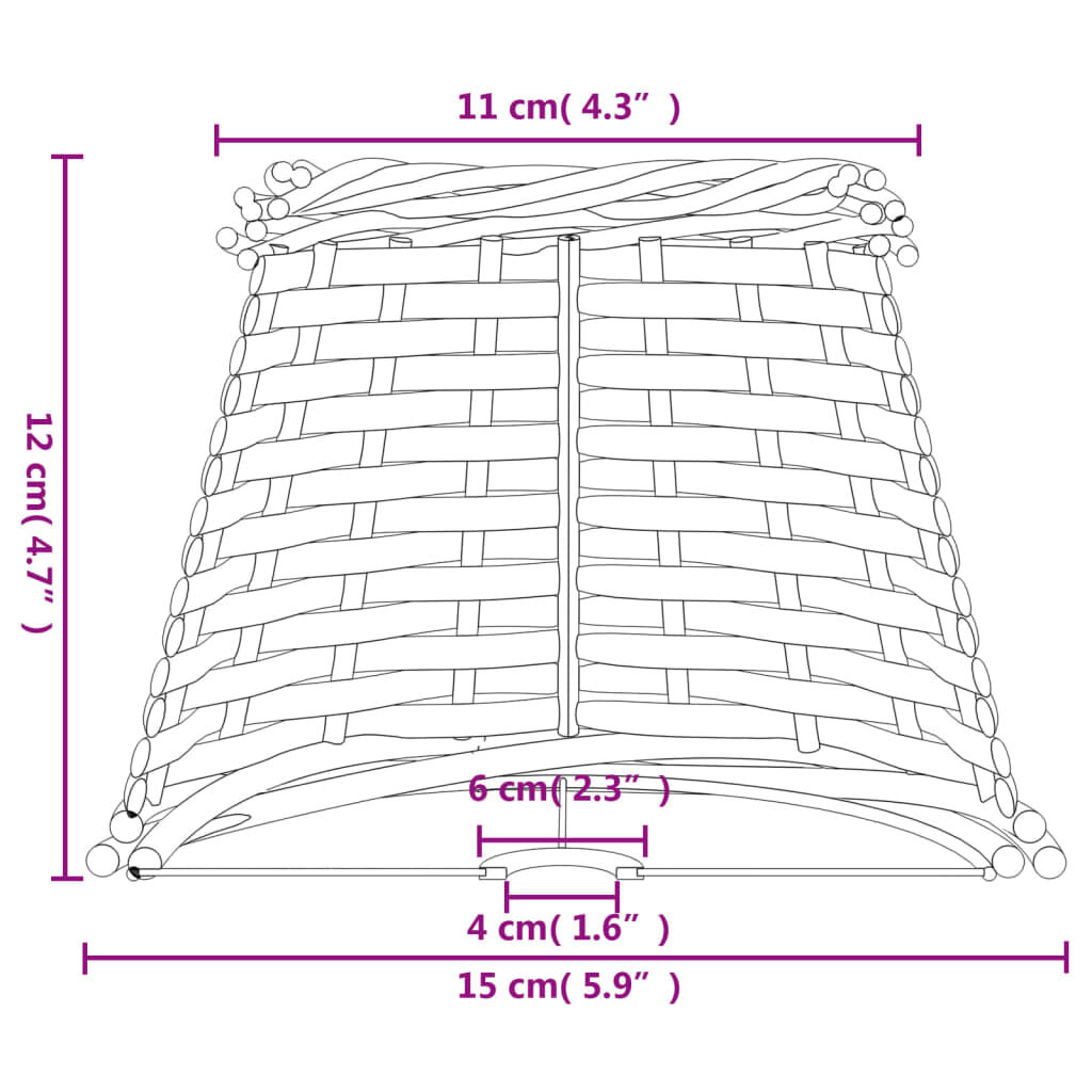 vidaXL Καπέλο Φωτιστικού Λευκό Ø15x12 εκ. από Wicker