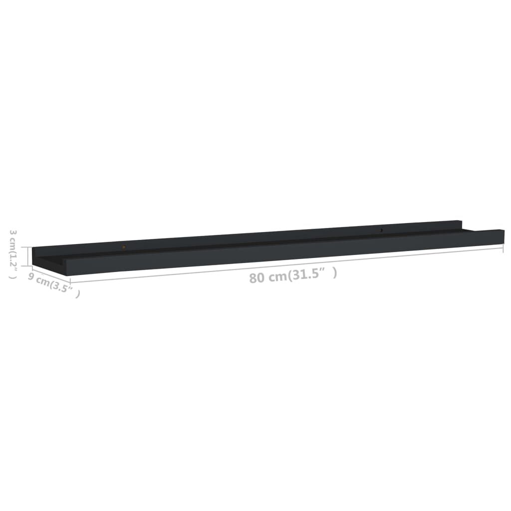 vidaXL Ράφια για Κορνίζες 2 τεμ. Μαύρα 80 x 9 x 3 εκ. από MDF