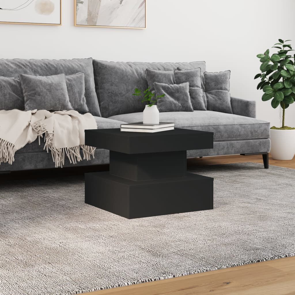 vidaXL Τραπεζάκι Σαλονιού με LED Μαύρο 50 x 50 x 40 εκ.