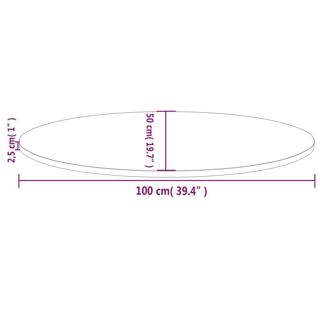 vidaXL Επιφάνεια Τραπεζιού Οβάλ 100 x 50 x 2,5 εκ. Μασίφ Ξύλο Πεύκου