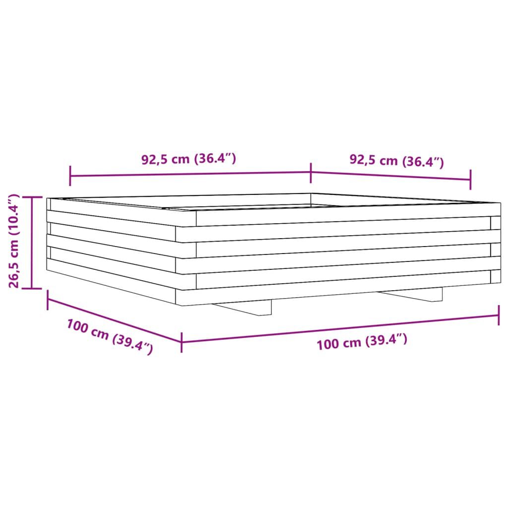 vidaXL Ζαρντινιέρα Κήπου Λευκή 100x100x26,5 εκ. από Μασίφ Ξύλο Πεύκου