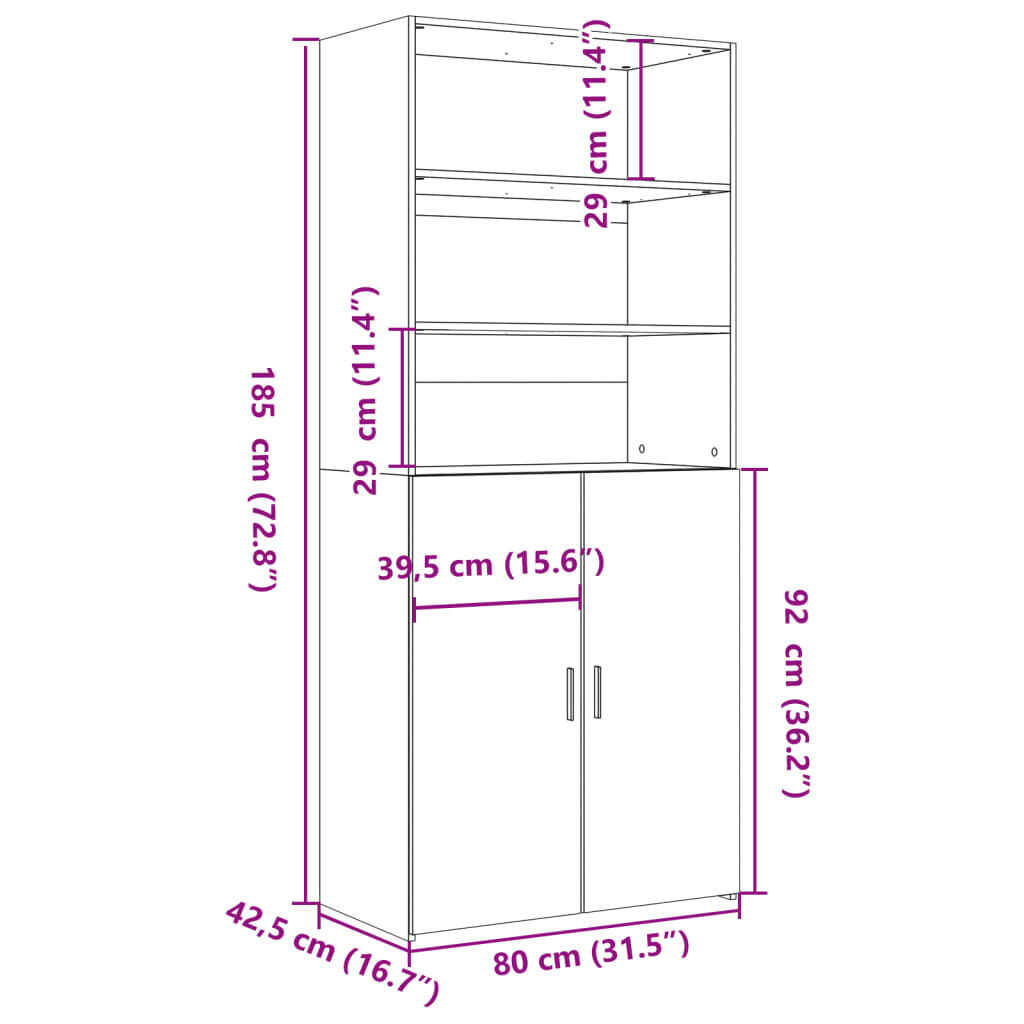 vidaXL Ντουλάπι Sonoma Δρυς 80x42,5x185 εκ. από Επεξεργασμένο Ξύλο