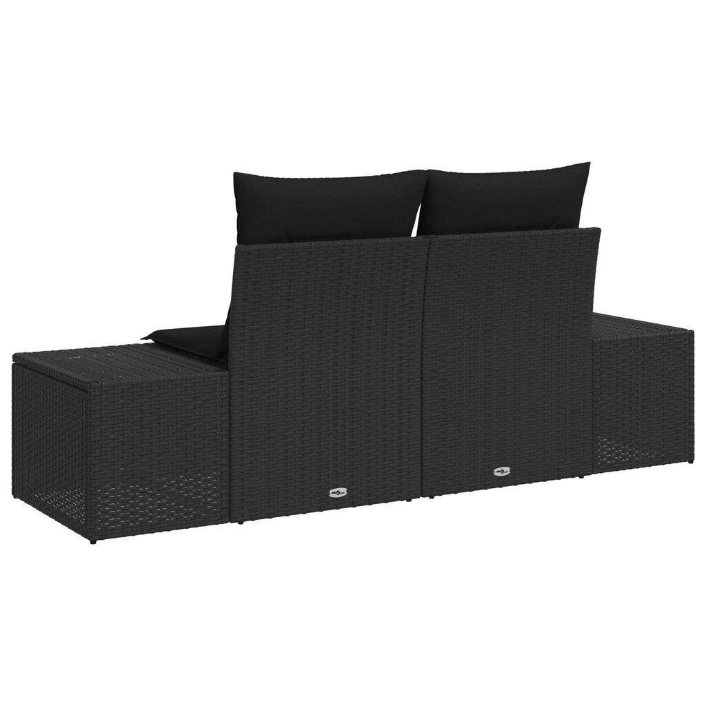 vidaXL Καναπές Κήπου με μαξιλάρι Μαύρο 123 x 62 x 69εκ συνθετικό ρατάν