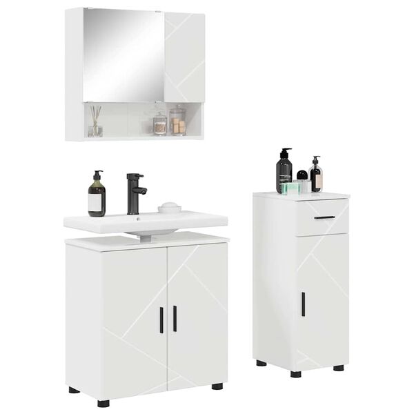 vidaXL Σετ Επίπλων Μπάνιου 3 pcs Γυαλιστερό λευκό 61 x 35 x 64 εκ.