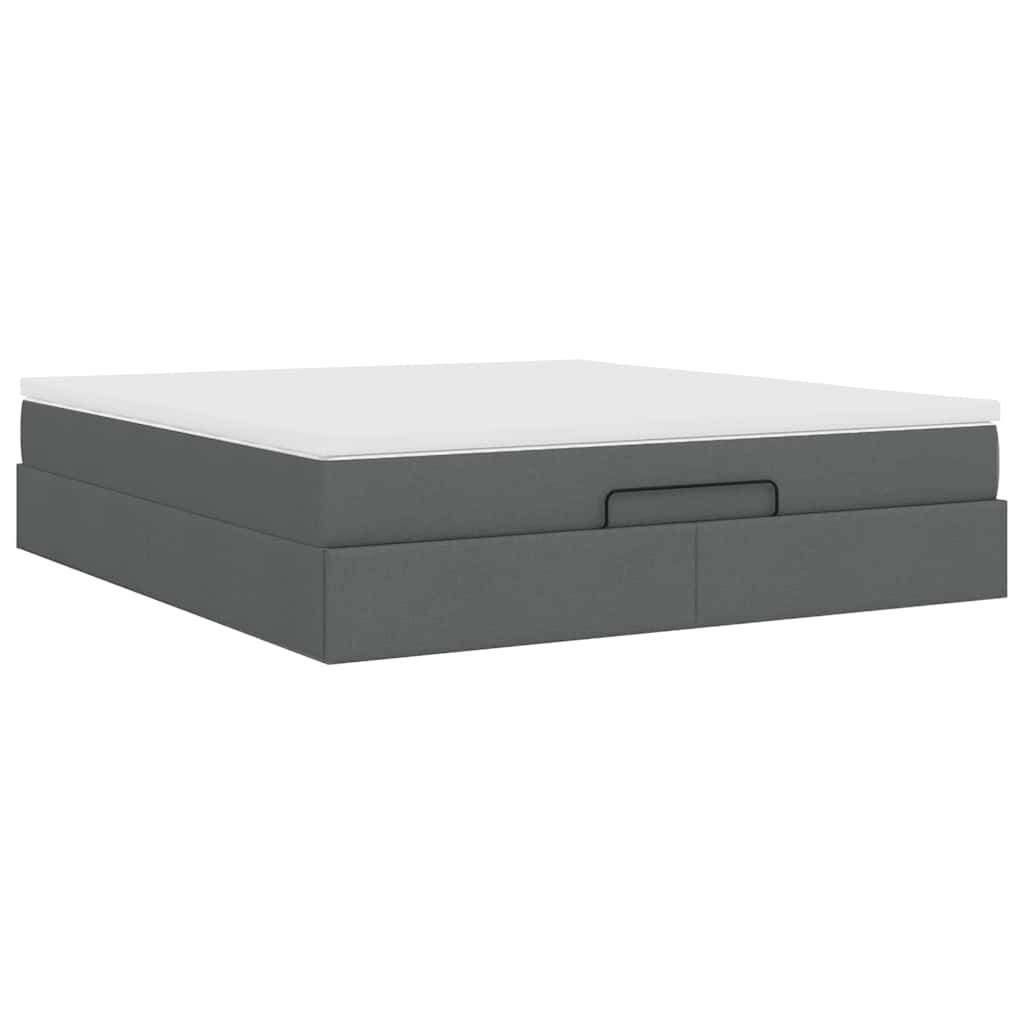 vidaXL Οθωμανικό κρεβάτι με στρώμα σκούρο γκρι 180x200cm ύφασμα
